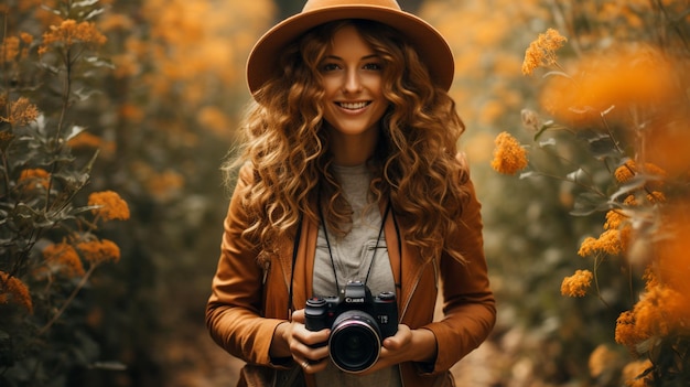 giovane donna con la macchina fotografica