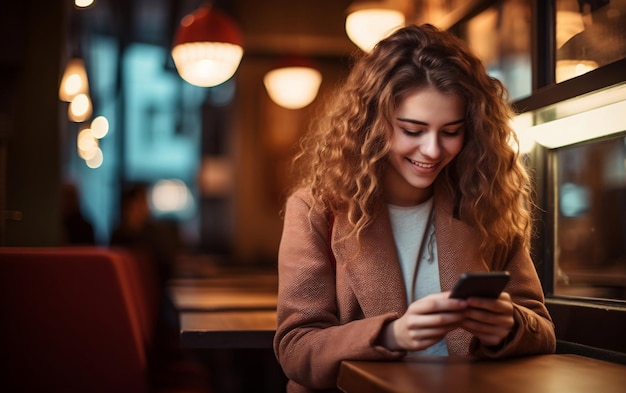 Giovane donna impegnata nello shopping online con l'intelligenza artificiale generativa per smartphone