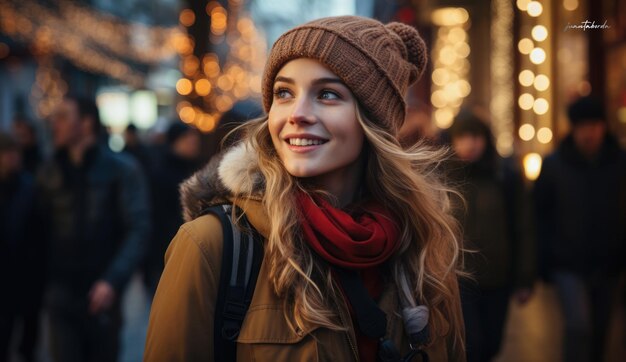 Giovane donna in vacanza invernale