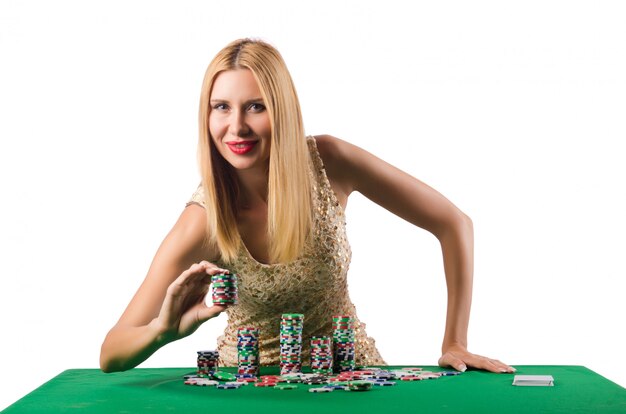 Giovane donna nel concetto di gioco del casinò