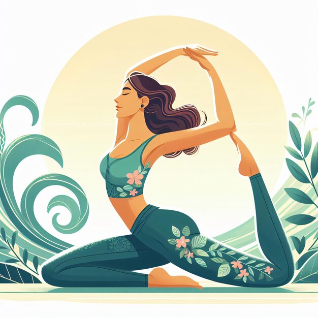 Giovane donna pratica lo yoga Pratica fisica e spirituale Illustrazione vettoriale Giovane ragazza che pratica lo yoga isolata su sfondo bianco