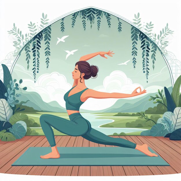 Giovane donna pratica lo yoga Pratica fisica e spirituale Illustrazione vettoriale Giovane ragazza che pratica lo yoga isolata su sfondo bianco