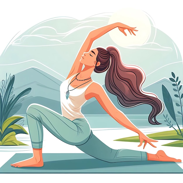 Giovane donna pratica lo yoga Pratica fisica e spirituale Illustrazione vettoriale