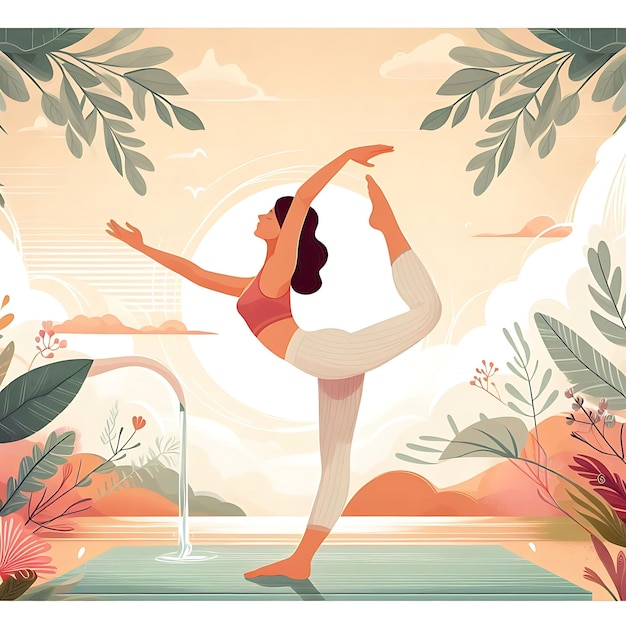 Giovane donna pratica lo yoga Pratica fisica e spirituale Illustrazione vettoriale