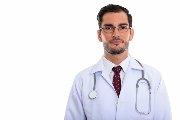 giovane medico bell'uomo indossando occhiali da vista