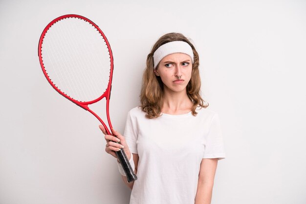 Giovane ragazza che pratica il concetto di sport di tennis