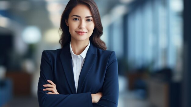 Giovane, sicura, sorridente, donna d'affari asiatica, leader, imprenditrice di successo, azienda professionale.