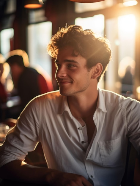 giovane sorridente al ristorante