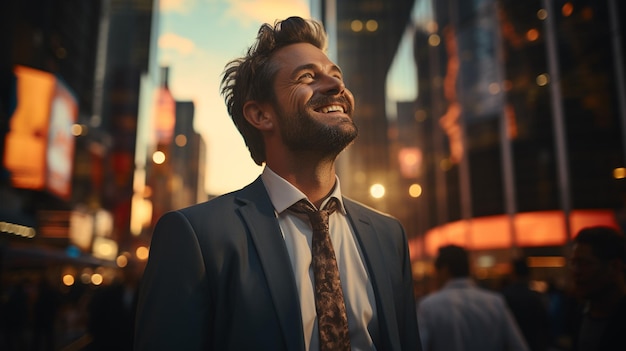 giovane uomo d'affari con la barba sorridente