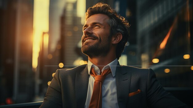 giovane uomo d'affari con la barba sorridente