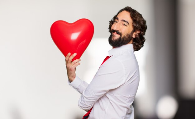 Giovane uomo pazzo concetto di San Valentino