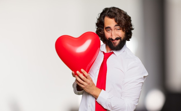 Giovane uomo pazzo concetto di San Valentino