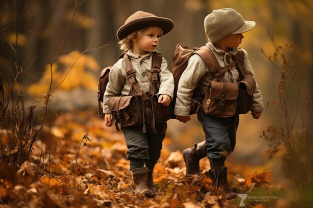 Giovani con i cappelli camminano lungo il sentiero