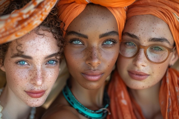 Giovani donne di aspetto multiculturale diverse razze e colore della pelle ma amiche internazionali donne39s giorno diverse religioni islam cristianesimo