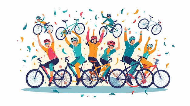 giovani felici che vanno in bicicletta in estate