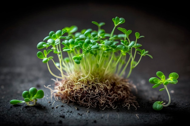 Giovani germogli di verdi microgreens mangiare sano concetto