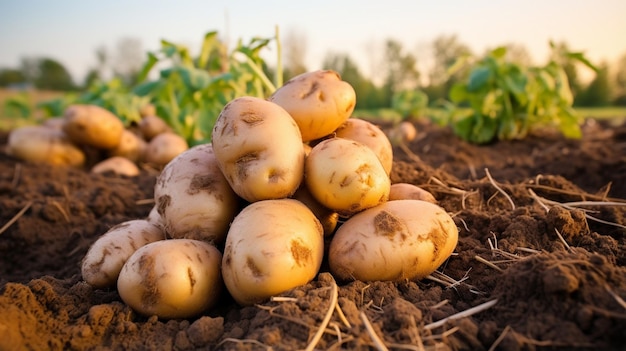 giovani patate biologiche in campo