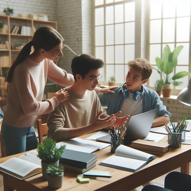 Giovani studenti studiano insieme