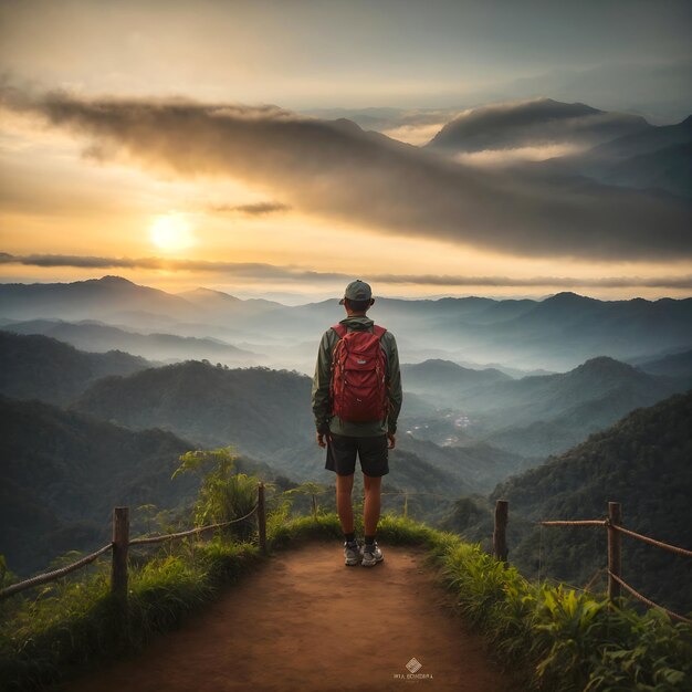 Giovani turisti in cima a una montagna o in barca che si godono la vista sul mare