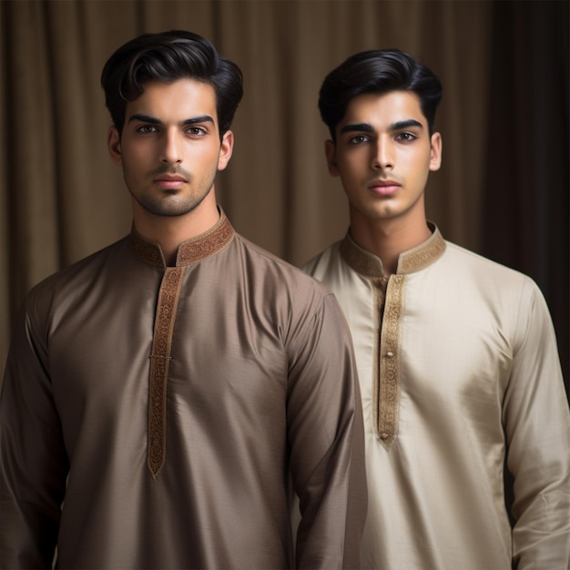 Giovani uomini che indossano lo stile di vita shalwar Kameez kurta