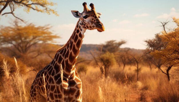 Giraffa al tramonto nella savana