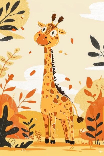 giraffa carina nell'illustrazione per bambini dello zoo