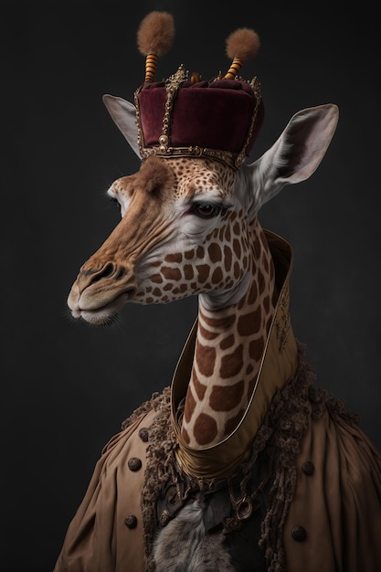 Giraffa che indossa un costume storico