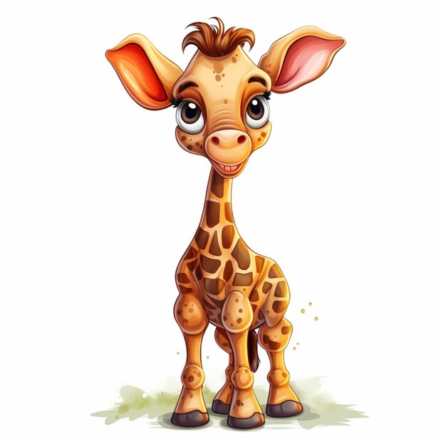 Giraffa dei cartoni animati con occhi grandi e collo lungo