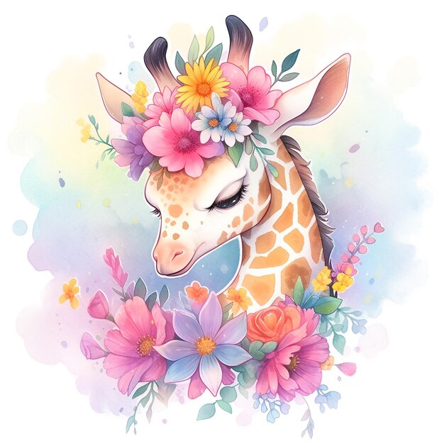 Giraffa infantile con colori pastello