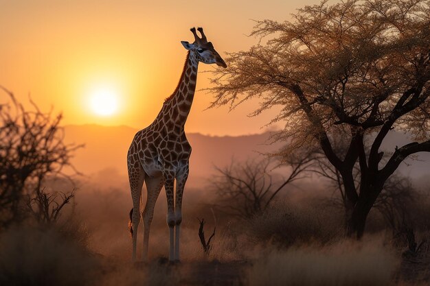 Giraffa maestosa nella vasta savana africana