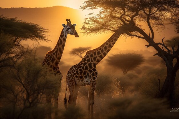 Giraffa maestosa nella vasta savana africana