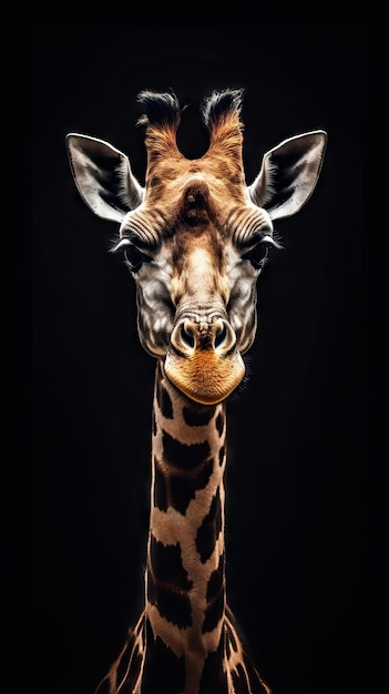 Giraffa minimalista su sfondo scuro AI generato