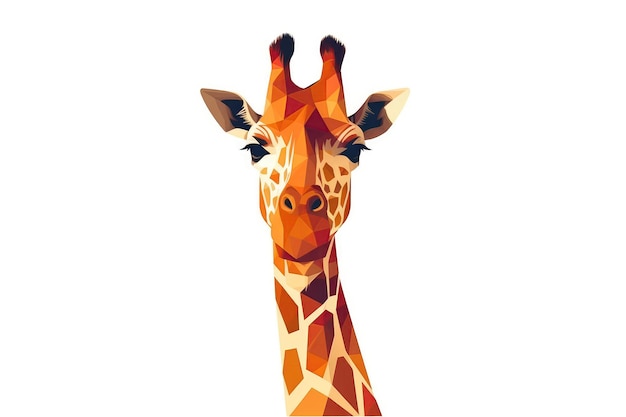 Giraffa Stile Minimalista Sfondo Bianco Cartoonish Illustrazione Piatta Stile Geometrico Origami IA Generativo