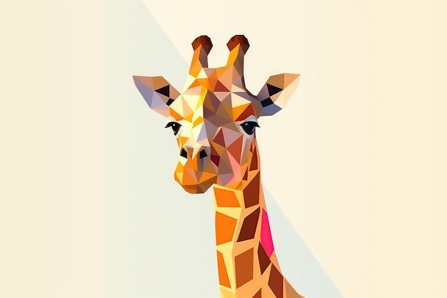 Giraffa Stile Minimalista Sfondo Bianco Cartoonish Illustrazione Piatta Stile Geometrico Origami IA Generativo