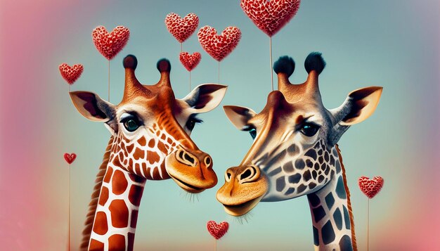 giraffe amicizia il giorno di San Valentino generativo Ai