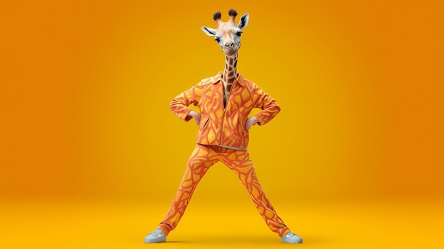 Giraffe con l'attrezzatura aerobica degli anni '80