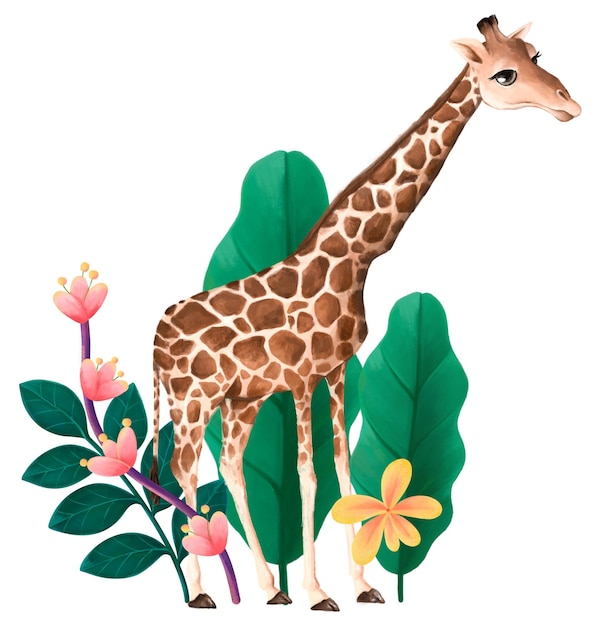 Giraffe fauna selvatica adesivo png illustrazione di animali carini sfondo trasparente