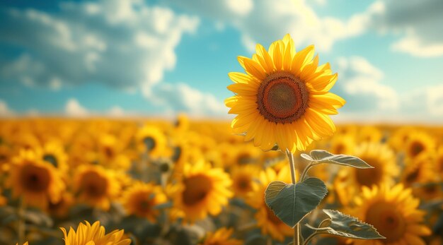 Girasole dorate sul campo e cielo blu foto stock