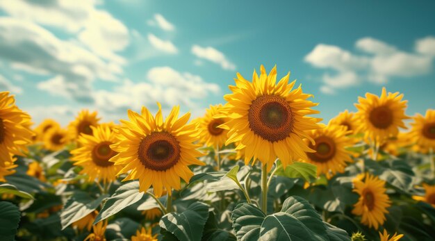 Girasole dorate sul campo e cielo blu foto stock