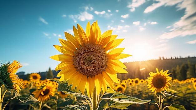 Girasole nella foto del campo