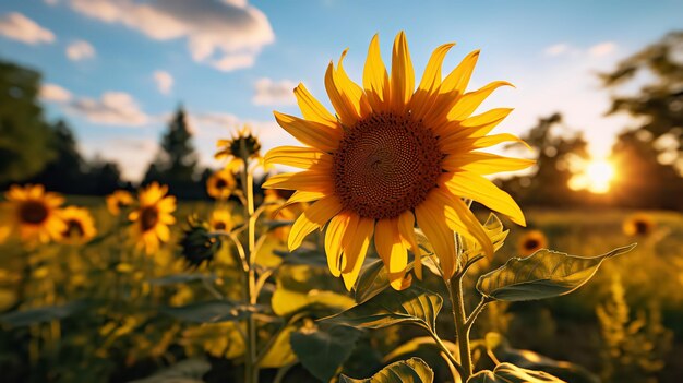 Girasole nella foto del campo