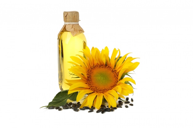 Girasole, semi e olio isolati