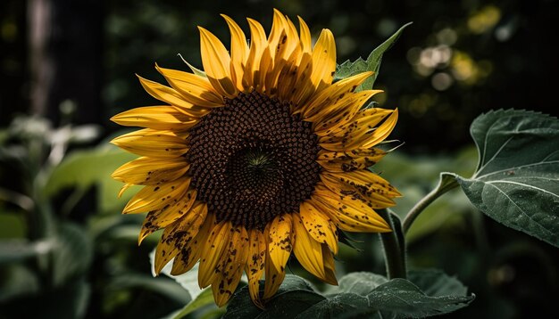 Girasole vibrante in natura una bellezza gialla generata dall'intelligenza artificiale