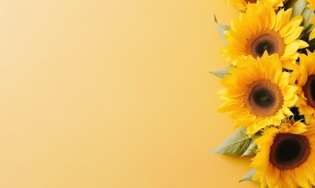 Girasoli che trasudano vitalità e gioia su uno sfondo giallo coordinato AI Generative