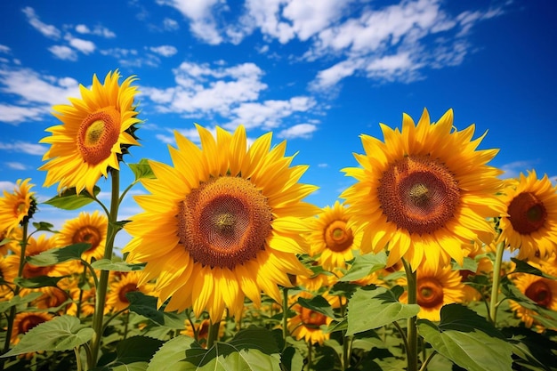 Girasoli in un campo di girasoli