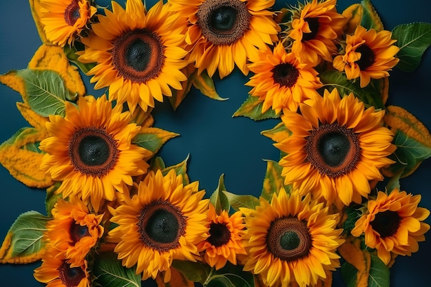 Girasoli su sfondo blu