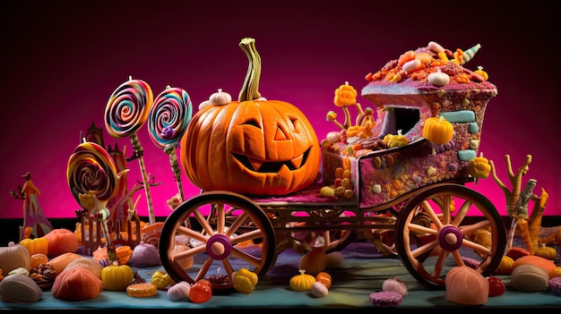 Giro in carrozza di Candy Pumpkin attraverso Candy Land