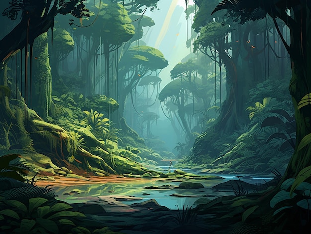 Giungla sfondo foresta natura scena futuristica