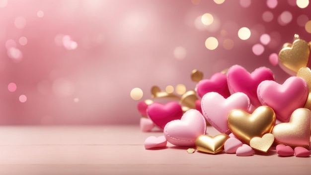 Glamorous Valentine's Affection Uno splendido sfondo di cuore rosa e oro