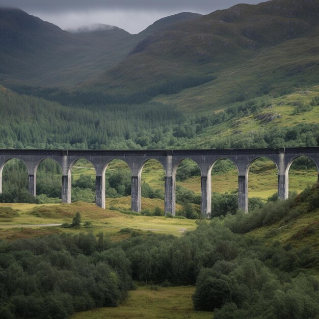 Glenfinnan viadotto iconico ponte ferroviario e paesaggio delle Highlands scozzesi